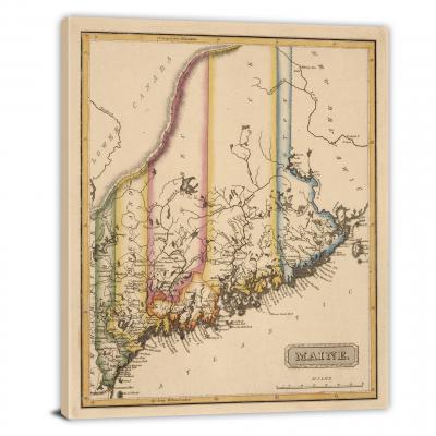 Maine-A New and Elegant General Atlas, 1817 - Canvas Wrap