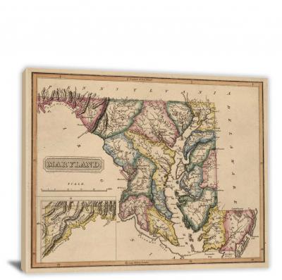 Maryland-A New and Elegant General Atlas, 1817 - Canvas Wrap