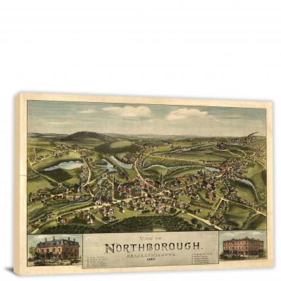 View of Northborough Massachusetts, 1887 - Canvas Wrap