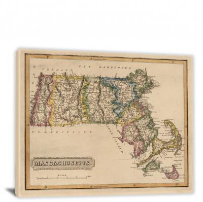 Massachusetts-A New and Elegant General Atlas, 1817 - Canvas Wrap