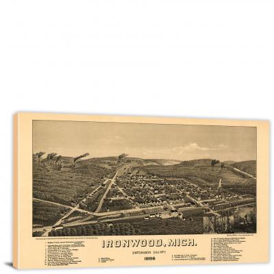 Ironwood Michigan, 1886 - Canvas Wrap