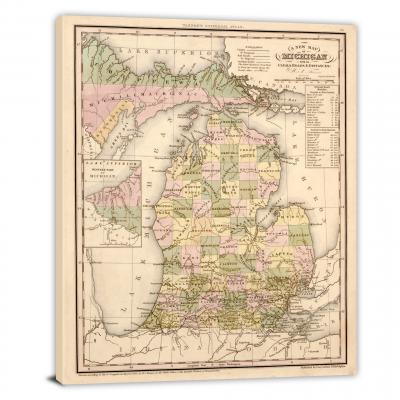 Michigan-A New and Elegant General Atlas, 1844 - Canvas Wrap