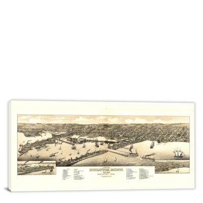 View of Duluth Minnesota, 1883 - Canvas Wrap