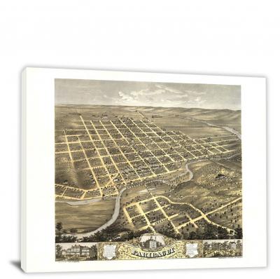 Birds-eye View of the City of Faribault Minnesota, 1869 - Canvas Wrap