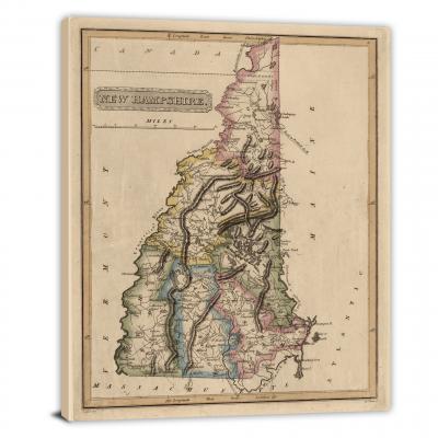 New Hampshire-A New and Elegant General Atlas, 1817 - Canvas Wrap
