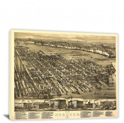 The City of Hoboken, New Jersey, 1881 - Canvas Wrap