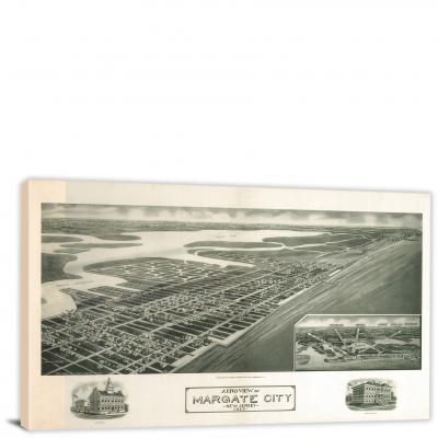 Aeroview of Margate City New Jersey, 1925 - Canvas Wrap