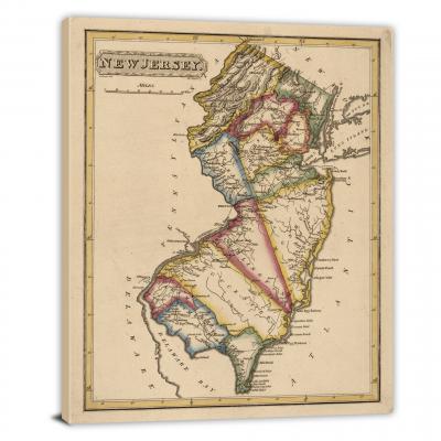New Jersey-A New and Elegant General Atlas, 1817 - Canvas Wrap
