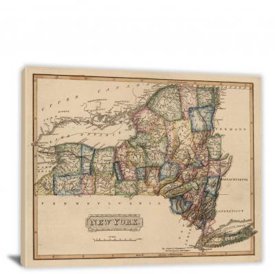 New York-A New and Elegant General Atlas, 1817 - Canvas Wrap