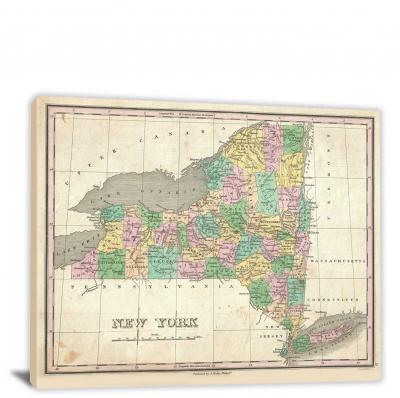 Finley Map of New York, 1827 - Canvas Wrap