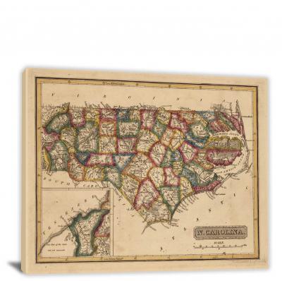 North Carolina-A New and Elegant General Atlas, 1817 - Canvas Wrap