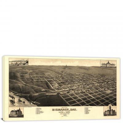 View of the City of Bismarck North Dakota, 1883 - Canvas Wrap