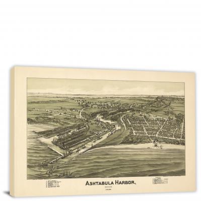 Ashtabula Harbor Ohio, 1896 - Canvas Wrap