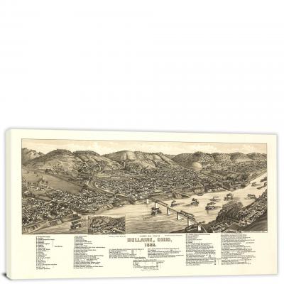 Birds-eye View of Bellaire Ohio, 1882 - Canvas Wrap