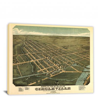 Birds-eye View of the City of Circleville, 1876 - Canvas Wrap