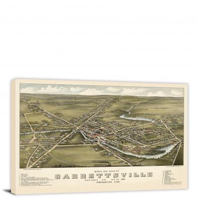 Birds-eye View of Garrettsville Ohio, 1883 - Canvas Wrap