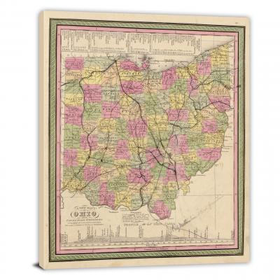 Ohio-A New and Elegant General Atlas, 1849 - Canvas Wrap