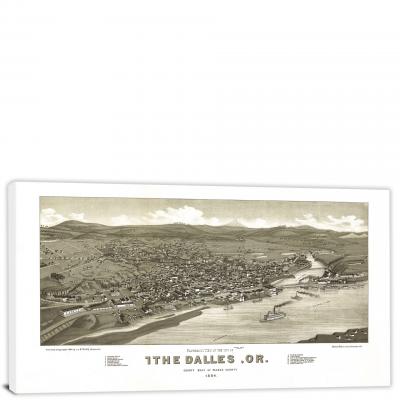 The City of The Dalles Oregon, 1884 - Canvas Wrap