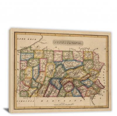 Pennsylvania-A New and Elegant General Atlas, 1817 - Canvas Wrap