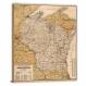 Railroad Map of Wisconsin, 1900 - Canvas Wrap