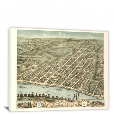 The City of Clarksville Tennessee, 1870 - Canvas Wrap