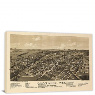 Greenville Texas, 1886 - Canvas Wrap
