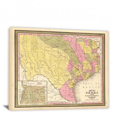 Texas-A New and Elegant General Atlas, 1849 - Canvas Wrap