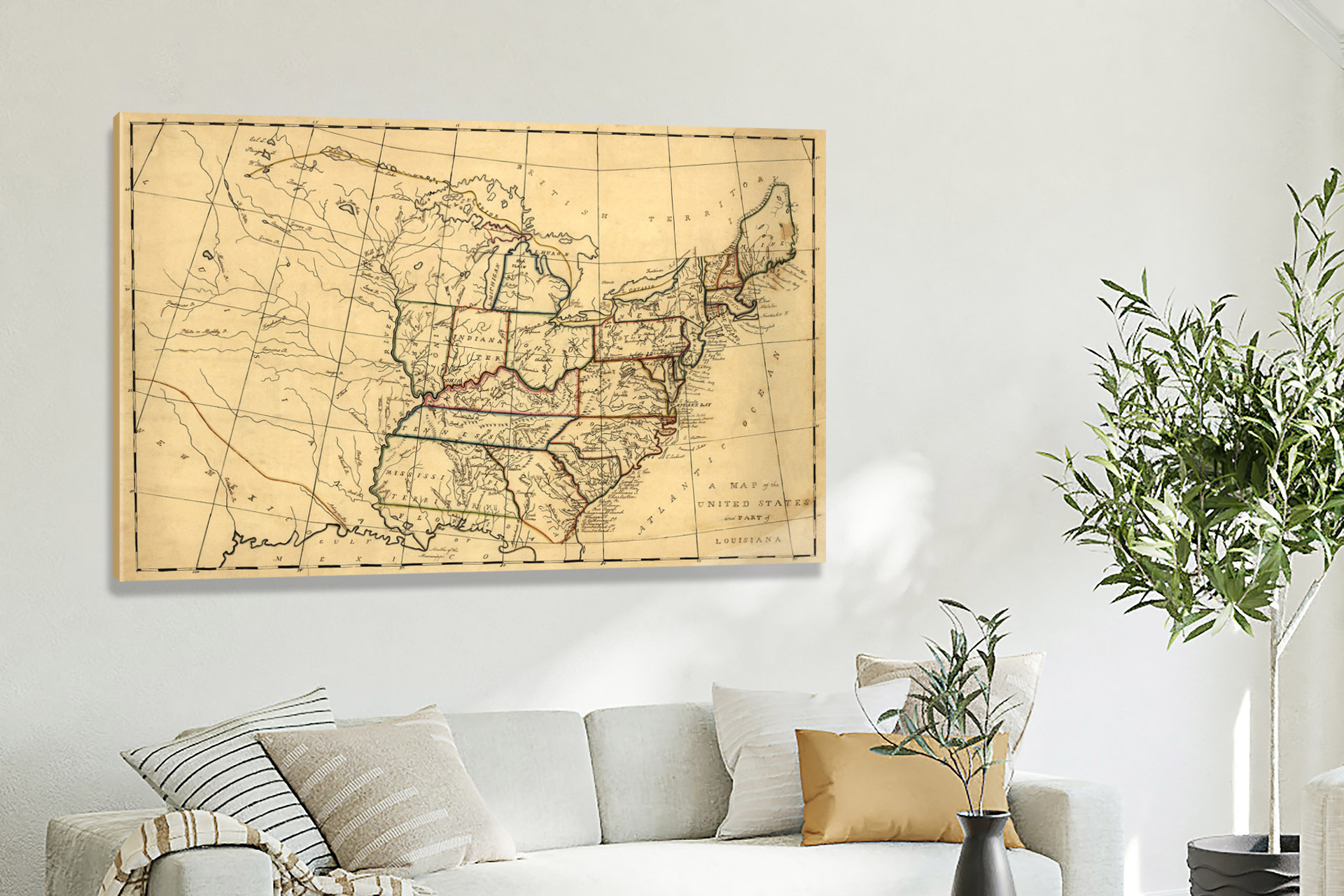 A Map of the United States and Part of Louisiana, 1830 Canvas Wrap