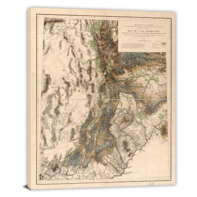 Map of Utah Territory, 1878 - Canvas Wrap