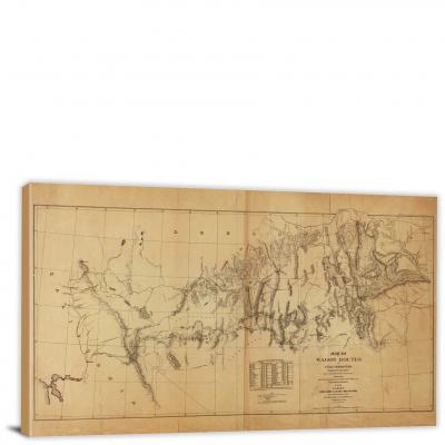 Map of Utah Territory Wagon Routes, 1859 - Canvas Wrap