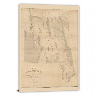 Map of Great Salt Lake, 1850 - Canvas Wrap