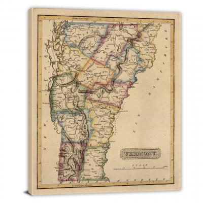 Vermont-A New and Elegant General Atlas, 1817 - Canvas Wrap