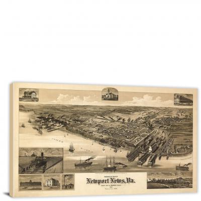 Newport News Virginia, 1891 - Canvas Wrap