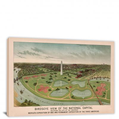 Birdseye View of the National Capital Washington, 1888 - Canvas Wrap