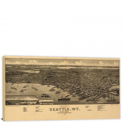 Seattle Washington, 1884 - Canvas Wrap
