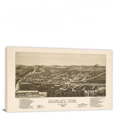 Hurley Wisconsin, 1886 - Canvas Wrap