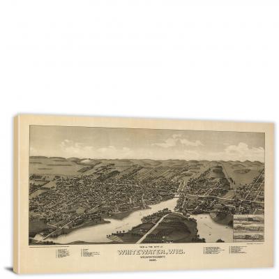 Whitewater Wisconsin, 1855 - Canvas Wrap