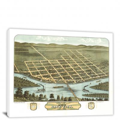 Sauk City Winsconsin, 1870 - Canvas Wrap