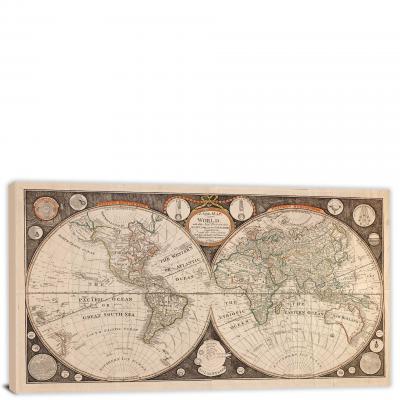 Map of the World with Captain Cook Discoveries, 1799 - Canvas Wrap