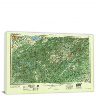 Great Smoky Mountains, 1955-USGS Historical Map - Canvas Wrap