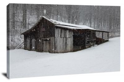 Snowy Barn, 2018 - Canvas Wrap