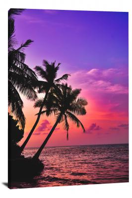 Purple Sky Palm Trees, 2019 - Canvas Wrap