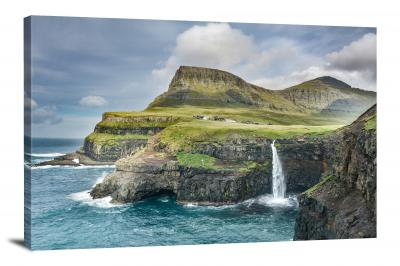 Faroe Islands Waterfalls, 2017 - Canvas Wrap