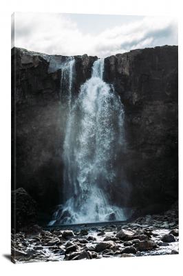 Moody Waterfall in Iceland, 2019 - Canvas Wrap