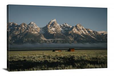 Barn and Mountains, 2021 - Canvas Wrap
