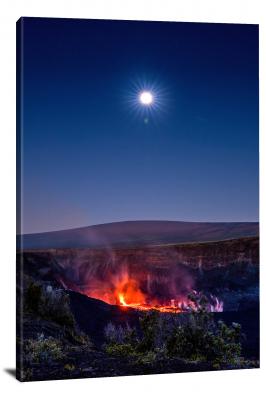 A Full Moon Sets Over Mauna Loa, 2021 - Canvas Wrap
