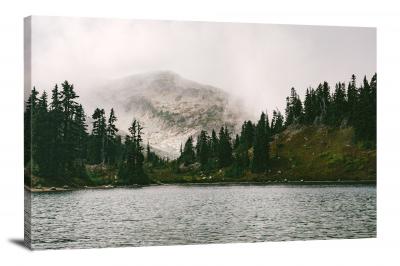 Misty Mountain by Lake, 2016 - Canvas Wrap