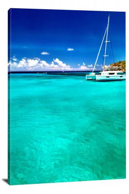 Blue Ocean with Sail Boat, 2020 - Canvas Wrap