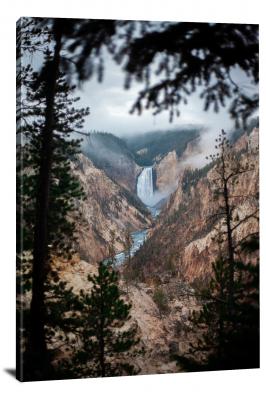 Yellowstone Waterfall Far, 2020 - Canvas Wrap
