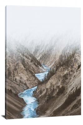 Misty Yellowstone River, 2016 - Canvas Wrap